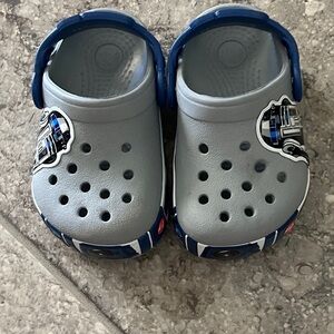 CROCS Kids Gray and Blue Slippers